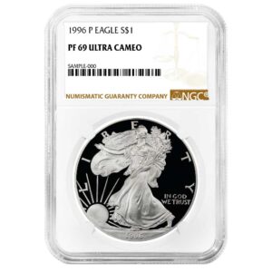 1996-P Proof $1 American Silver Eagle NGC PF69UC Brown Label