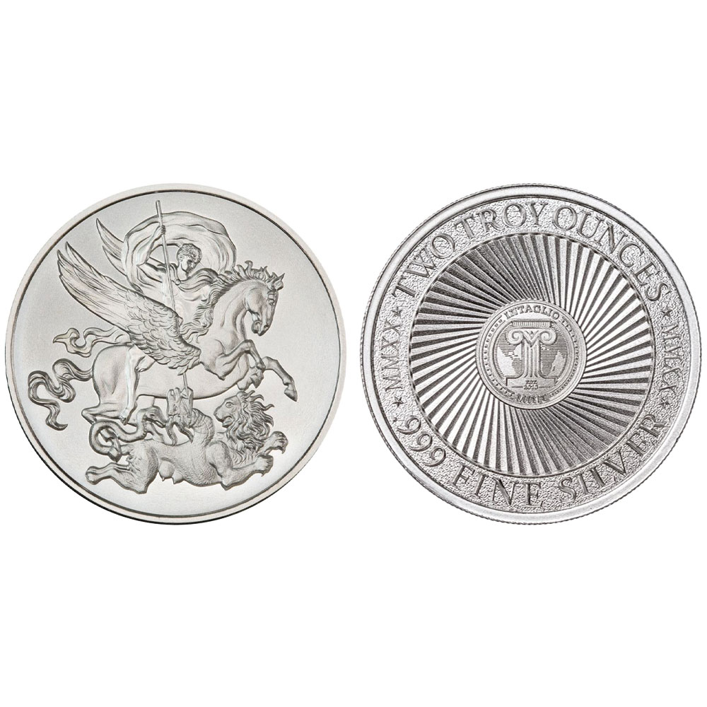 2 oz Bellerophon, Pegasus & The Chimera .999 Silver Round
