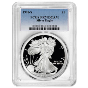 1991-S Proof $1 American Silver Eagle PCGS PR70DCAM Blue Label