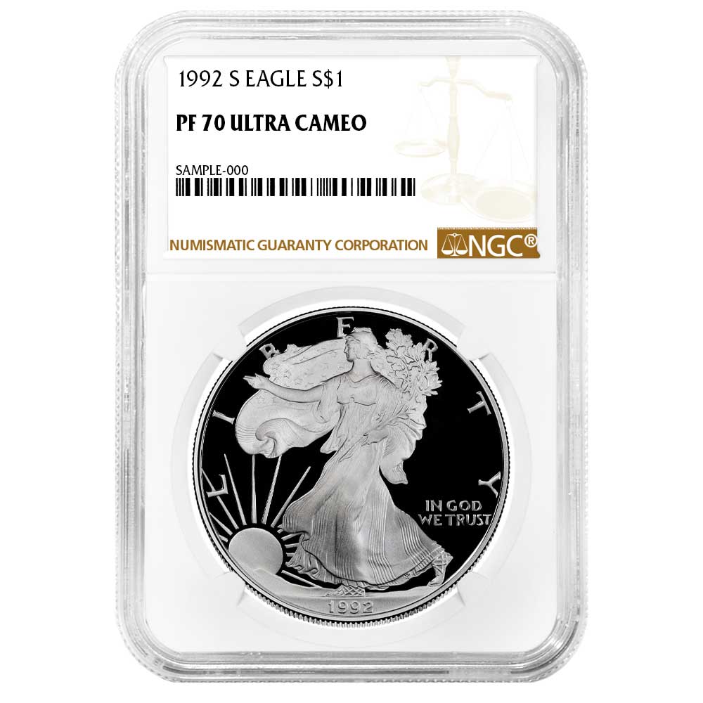 1992-S Proof $1 American Silver Eagle NGC PF70UC Brown Label