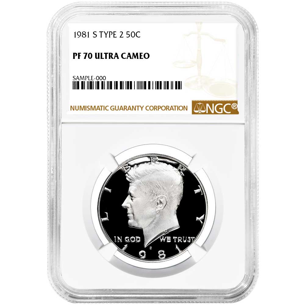1981-S Proof 50c Type 2 Kennedy Half Dollar NGC PF70UC Brown Label