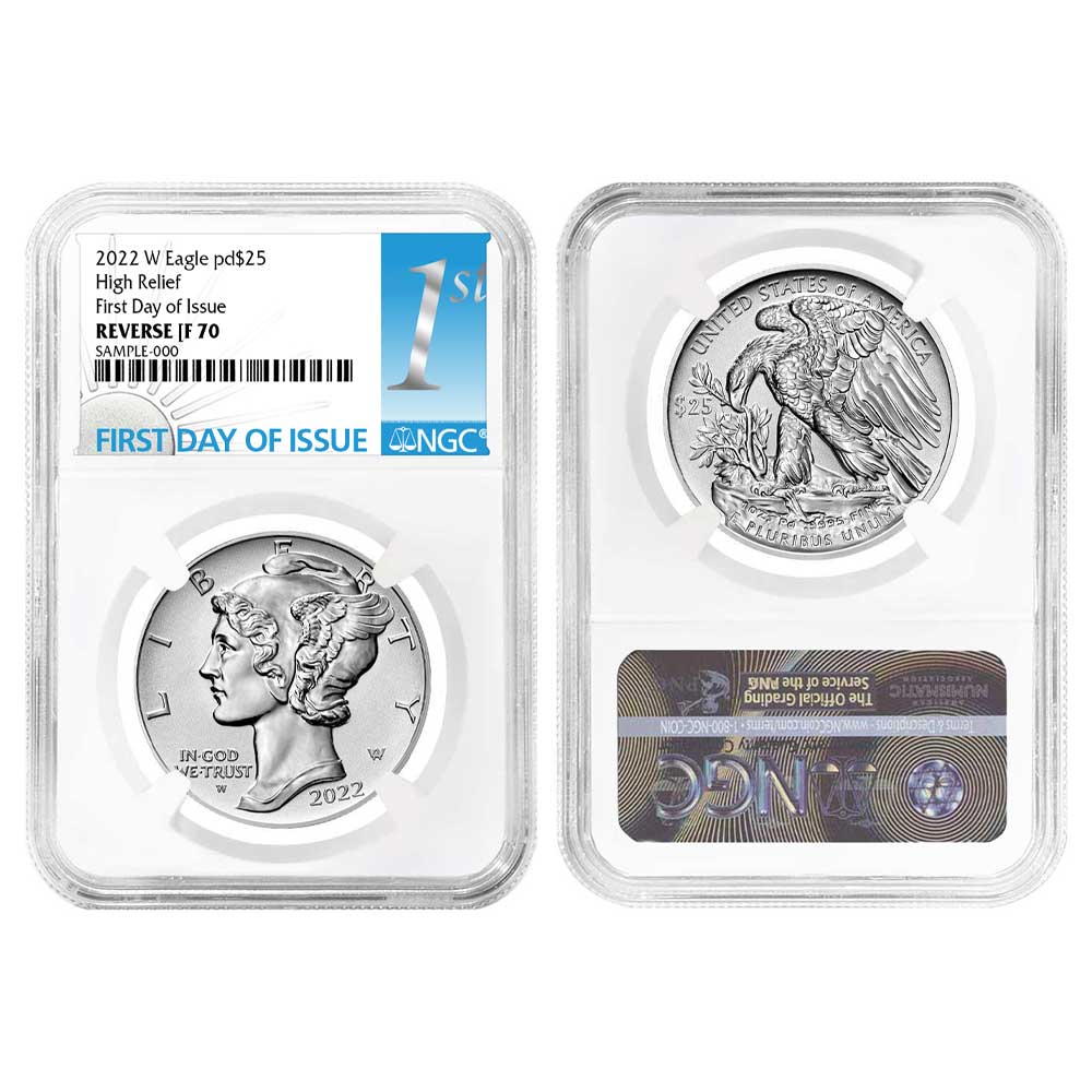 2022-W Reverse Proof $25 Palladium Eagle NGC PF70 FDI First Label