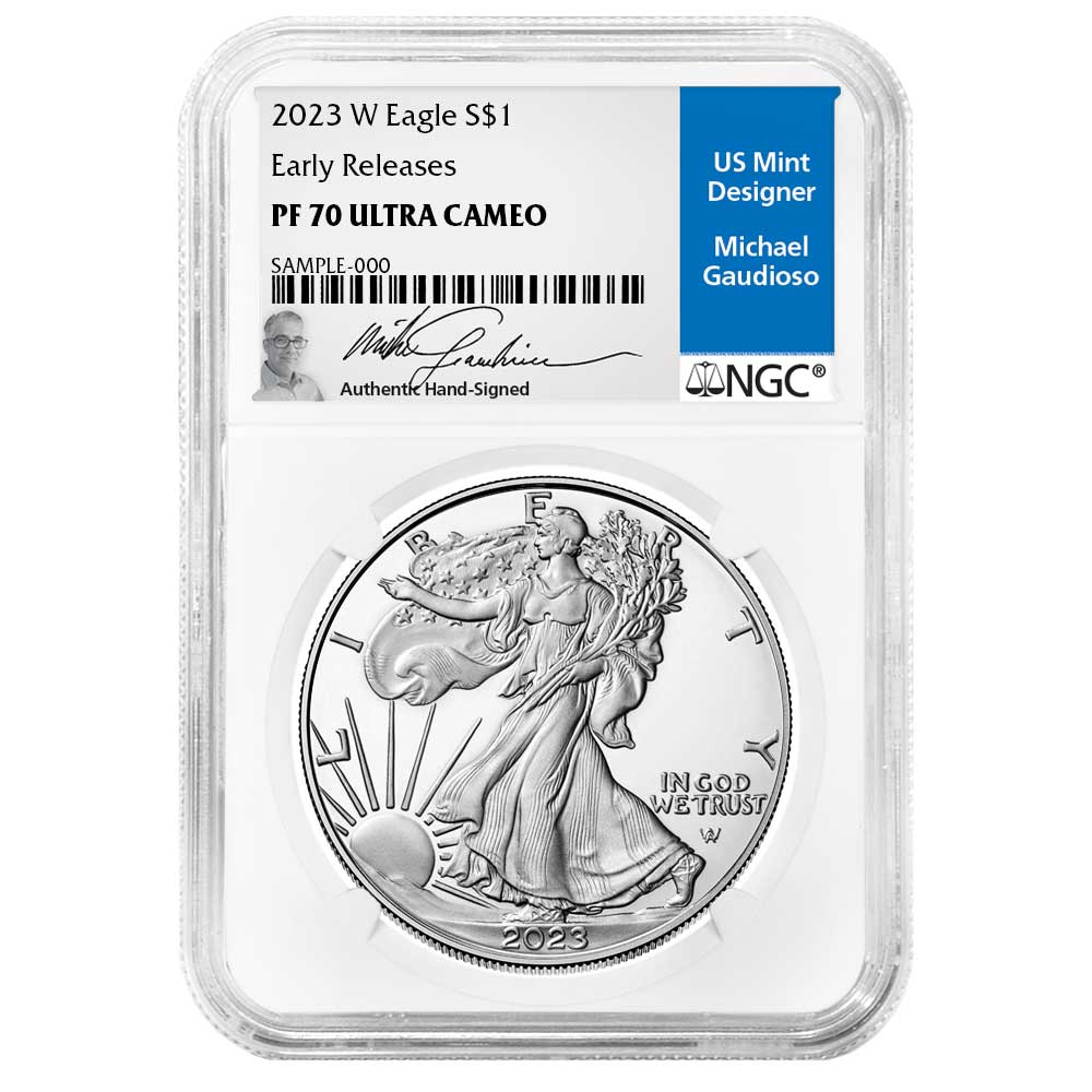 2023-W Proof $1 American Silver Eagle NGC PF70UC ER Michael Gaudioso Signature
