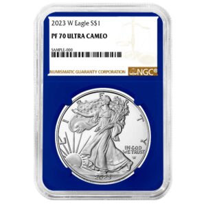 2023-W Proof $1 American Silver Eagle NGC PF70UC Brown Label Blue Core