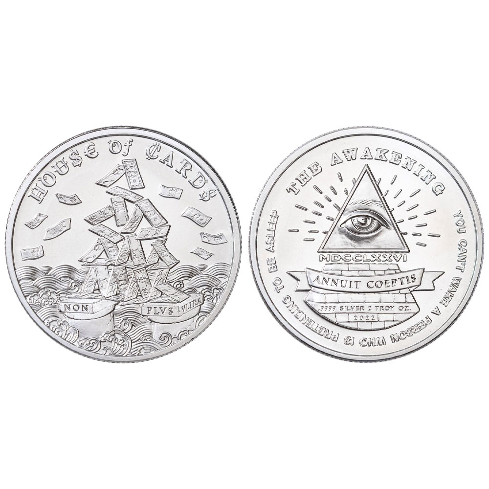 限定☆2oz The Awakening House of Cards 銀貨 2 Troy oz The Awakening House of Cards .9999 Fine Silver Round | eBay