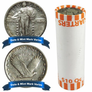 Roll of 40 - $10 Face Value Full Dates 90% Standing Liberty Quarters