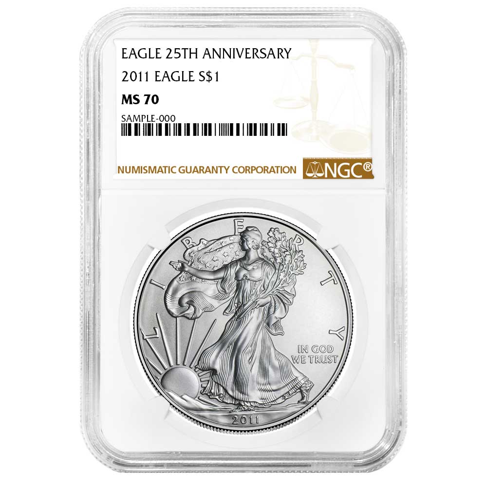 2011 $1 American Silver Eagle NGC MS70 Brown Label - Pinehurst Coins