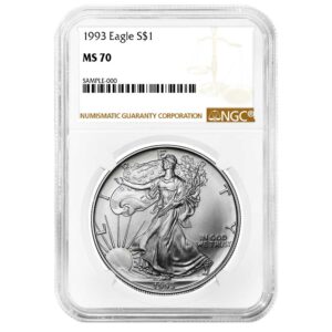1993 $1 American Silver Eagle NGC MS70 Brown Label
