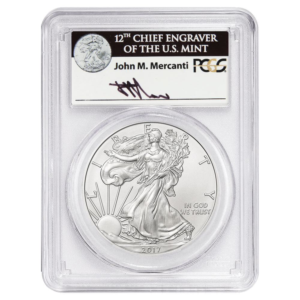2017-W Silver Eagle PCGS MS70 – Mercanti Signed - Pinehurst Coins