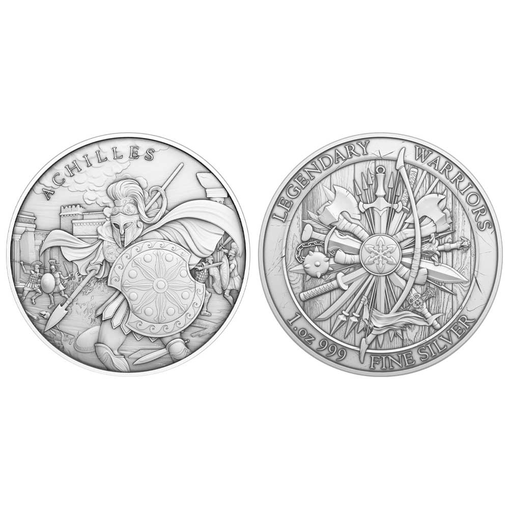 1 Troy oz Achilles Design .999 Fine Silver Round - Pinehurst Coins