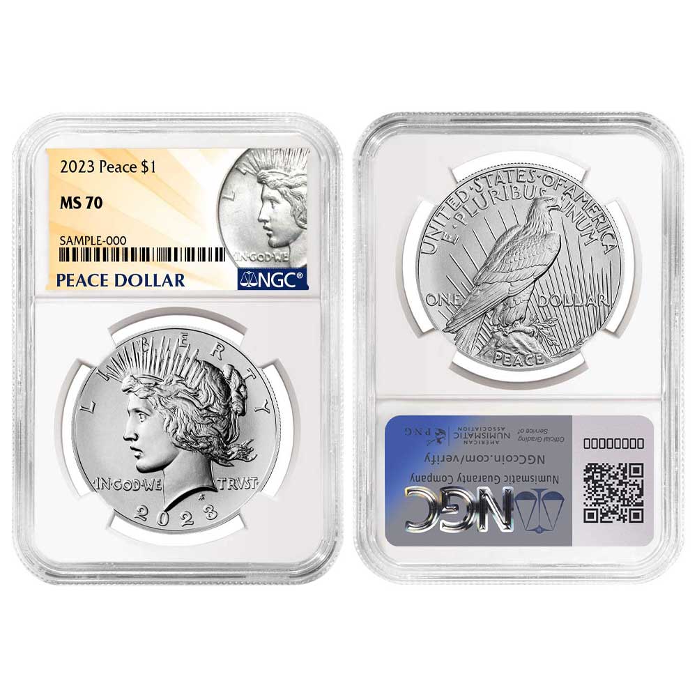 2023 $1 Peace Silver Dollar NGC MS70 Peace Label - Pinehurst Coins