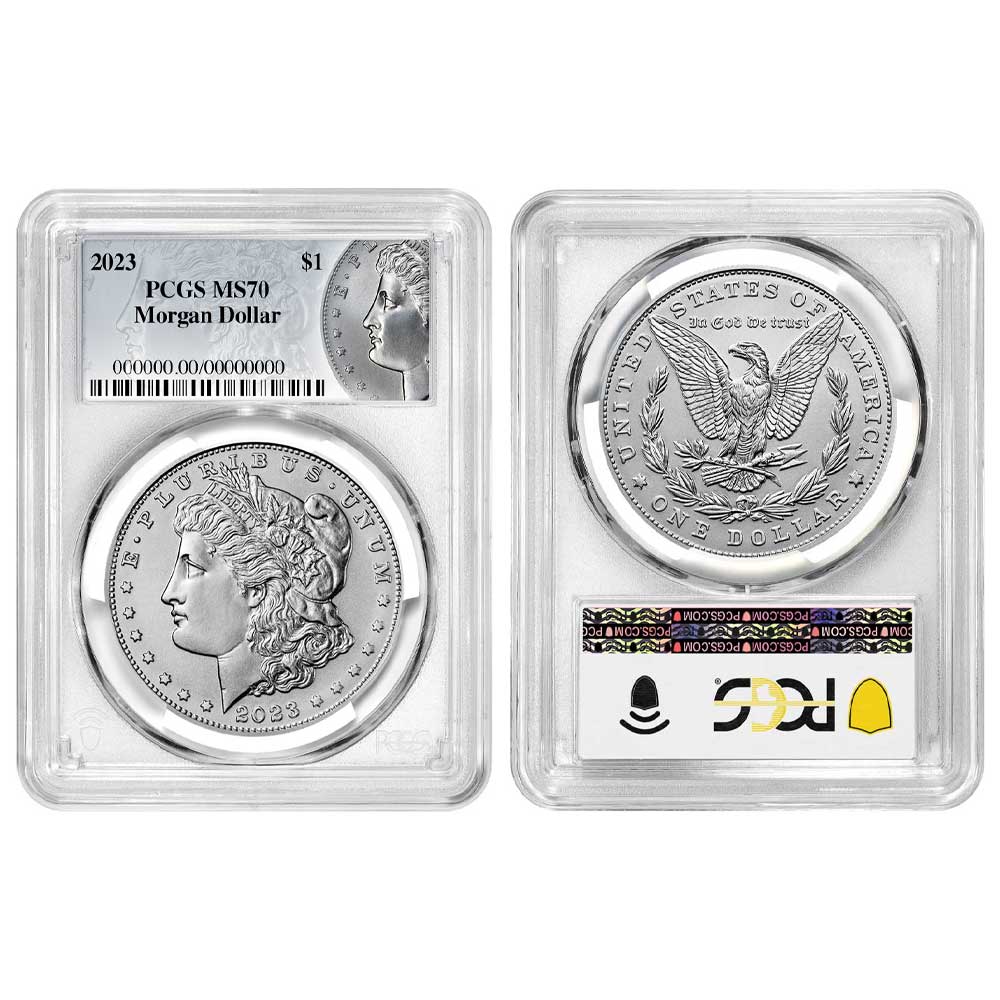 2023 $1 Morgan and Peace Silver Dollar 2pc Set PCGS MS70 Morgan