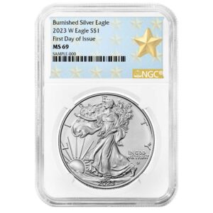 2023-W Burnished $1 American Silver Eagle NGC MS69 FDI West Point Star Label