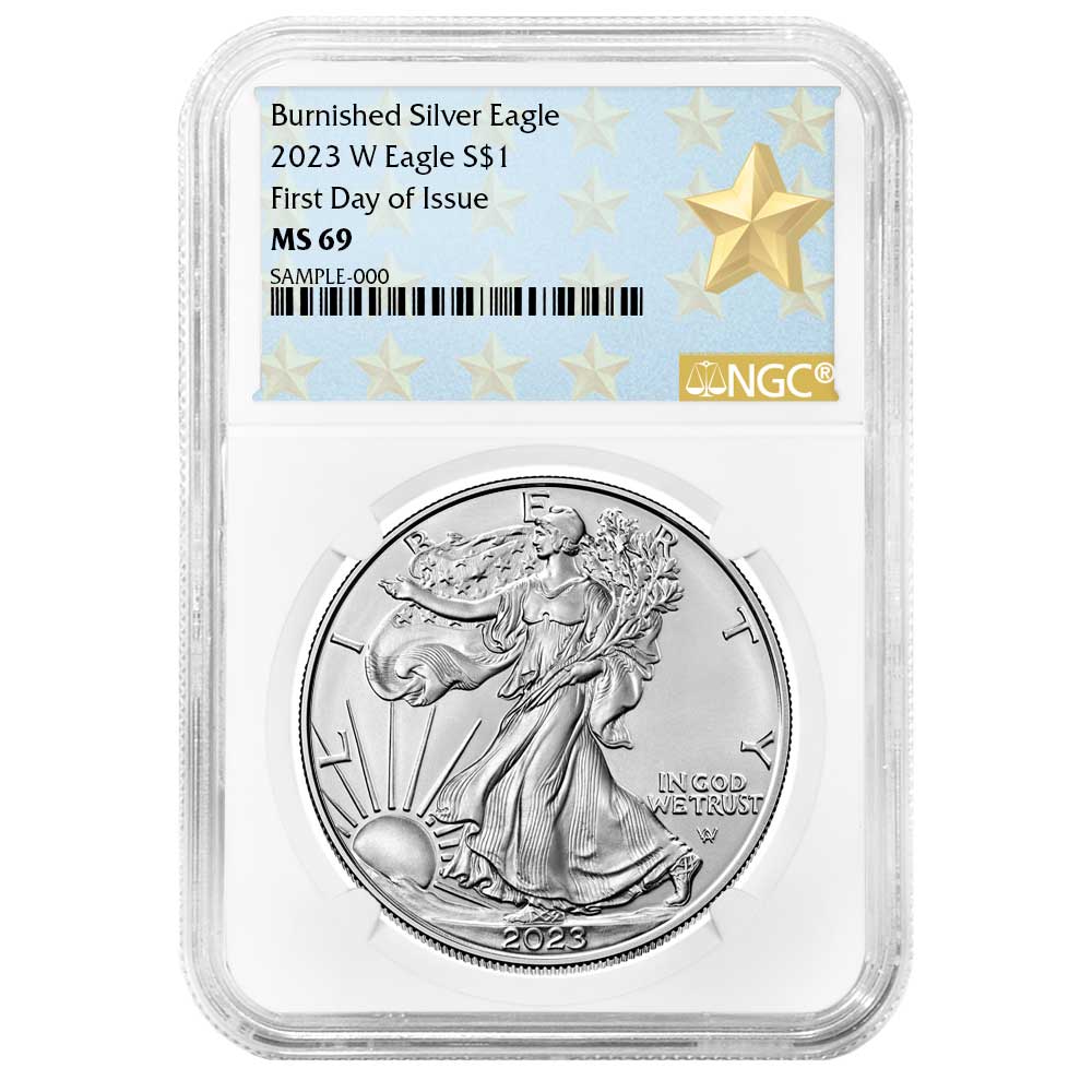 2023-W Burnished $1 American Silver Eagle NGC MS69 FDI West Point Star Label