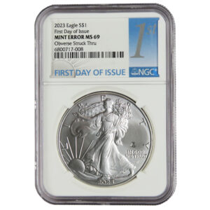 2023 $1 American Silver Eagle NGC MS69 FDI Mint Error Reverse Struck Thru