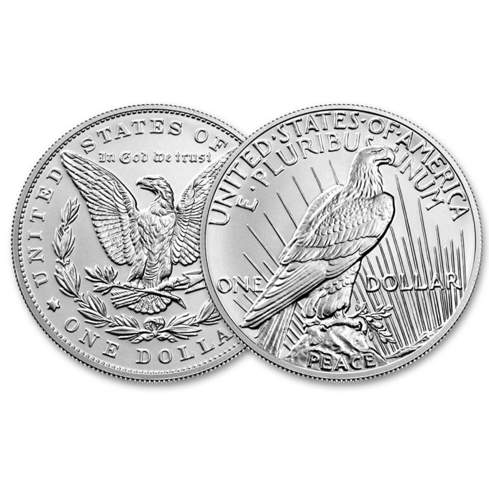 2023 $1 Morgan & Peace Silver Dollar 2pc Set Box, OGP & COA