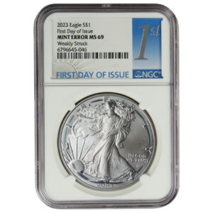 2023 $1 American Silver Eagle NGC MS69 FDI Mint Error Weakly Struck