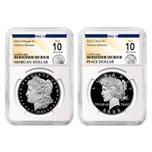 2023-S Proof $1 Morgan and Peace Silver Dollar 2pc Set NGCX PF10UC AR Morgan & Peace X Label