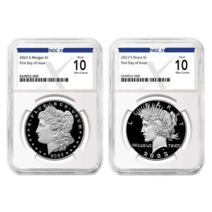 2023-S Proof $1 Morgan and Peace Silver Dollar 2pc Set NGCX PF10UC FDI X Label