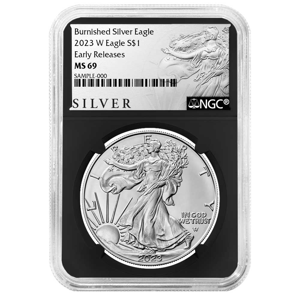 2023-W Burnished $1 American Silver Eagle NGC MS69 ER ALS Label