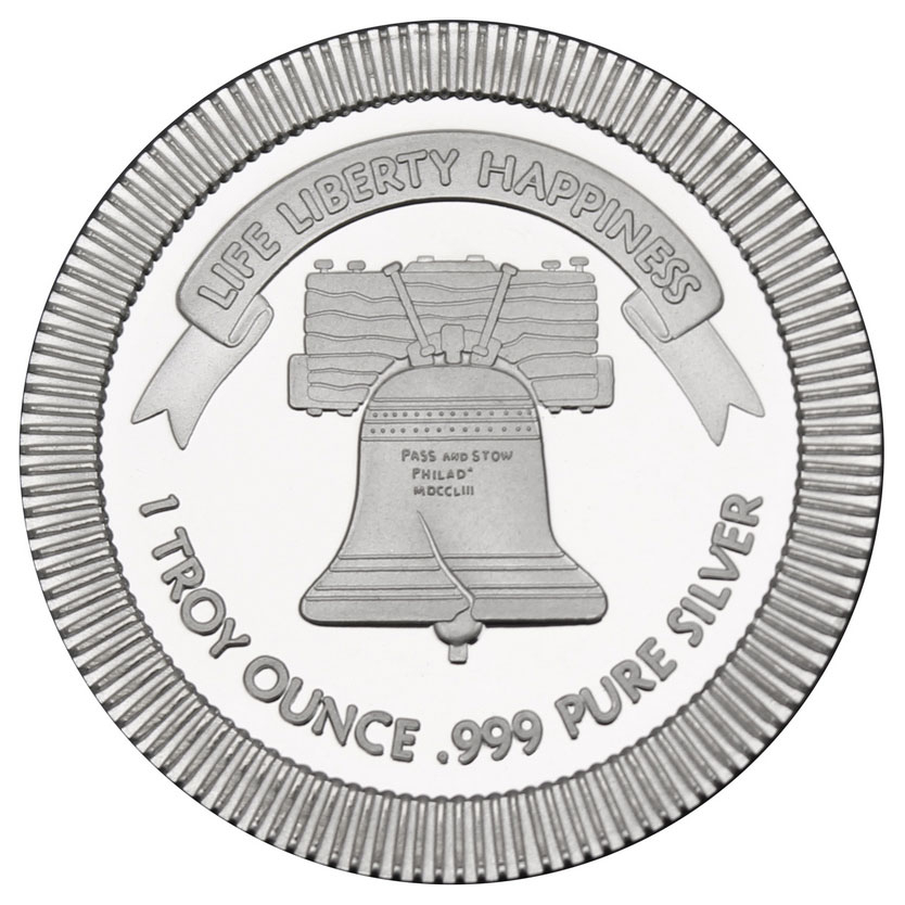 ◆Bell◆ 1 Troy oz Liberty Bell Stackable .999 Fine Silver Round