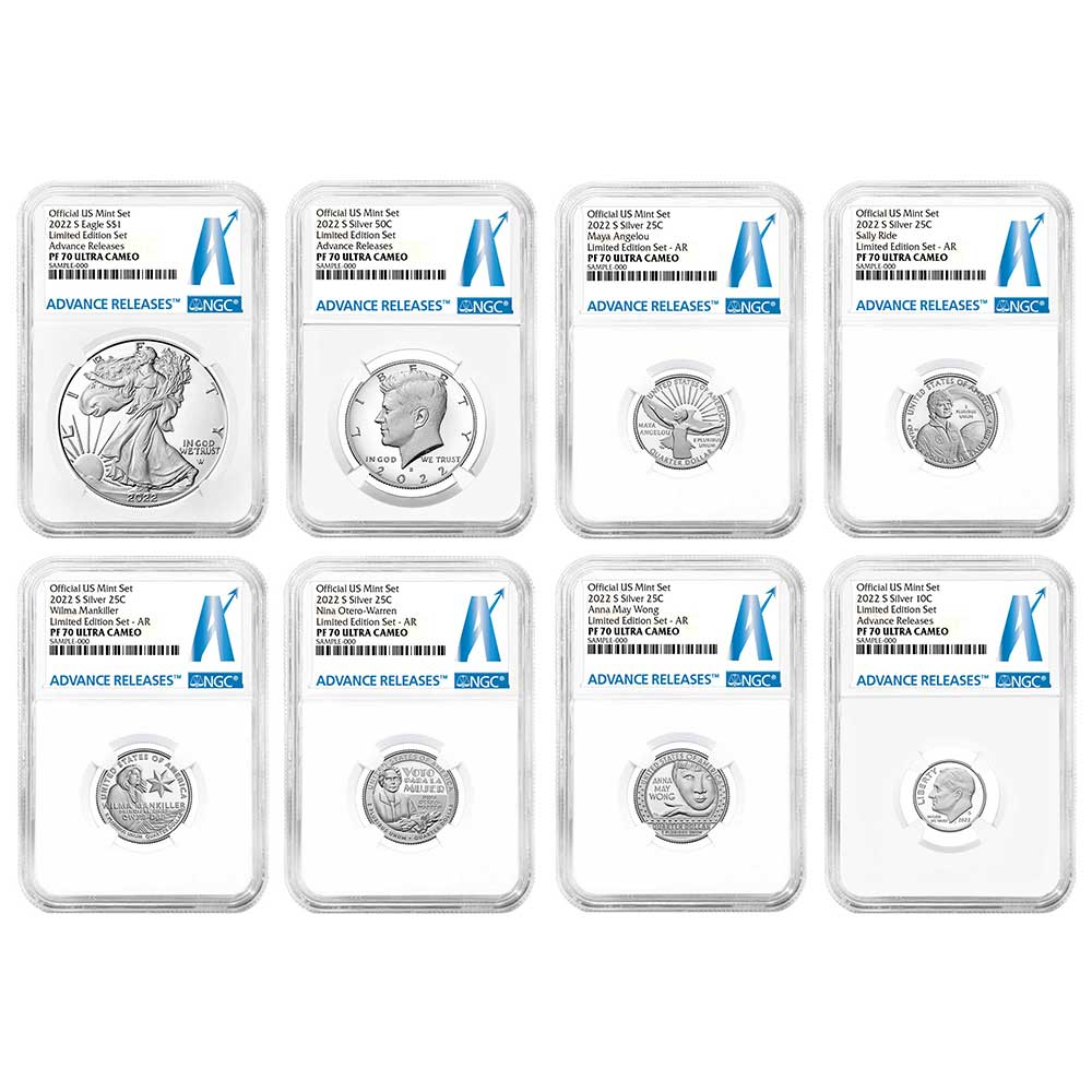 2022-S Limited Edition Silver Proof 8pc Set NGC PF70UC AR Advance