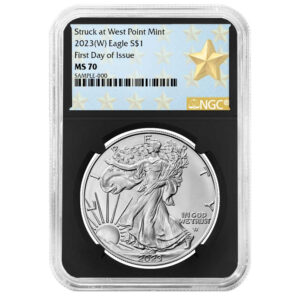 2023 (W) $1 American Silver Eagle NGC MS70 FDI West Point Star Label Retro Core