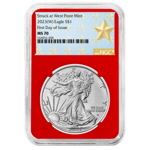 2023 (W) $1 American Silver Eagle NGC MS70 FDI West Point Star Label Red Core