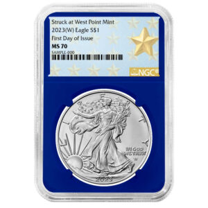 2023 (W) $1 American Silver Eagle NGC MS70 FDI West Point Star Label Blue Core