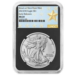 2023 (W) $1 American Silver Eagle NGC MS69 ER West Point Star Label Retro Core
