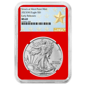 2023 (W) $1 American Silver Eagle NGC MS69 ER West Point Star Label Red Core