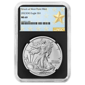 2023 (W) $1 American Silver Eagle NGC MS69 West Point Star Label Retro Core