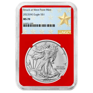 2023 (W) $1 American Silver Eagle NGC MS70 West Point Star Label Red Core