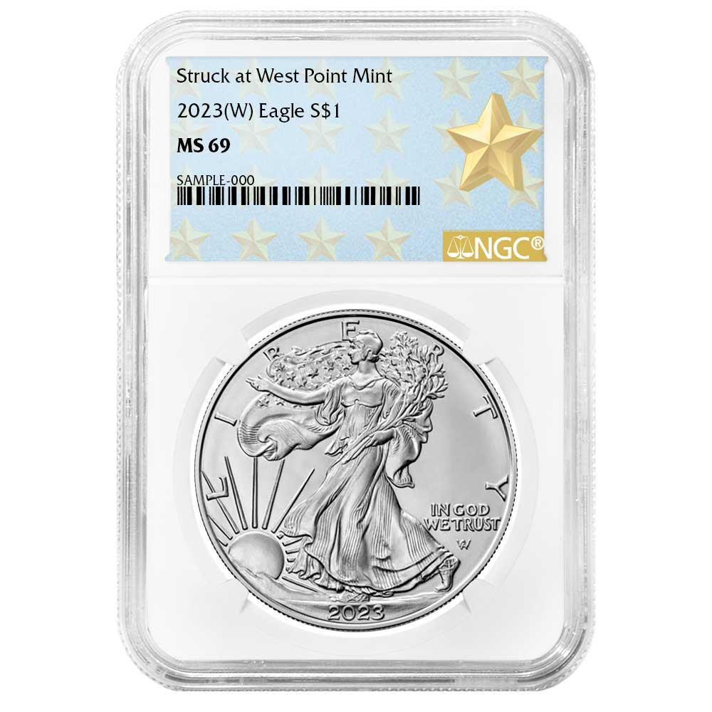 2023 (W) $1 American Silver Eagle NGC MS69 West Point Star Label