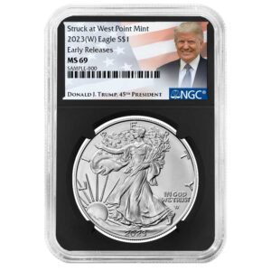 2023 (W) $1 American Silver Eagle NGC MS69 ER Trump Label Retro Core