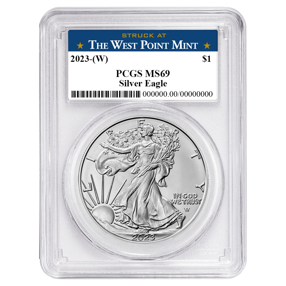 2023 (W) $1 American Silver Eagle PCGS MS69 West Point Label