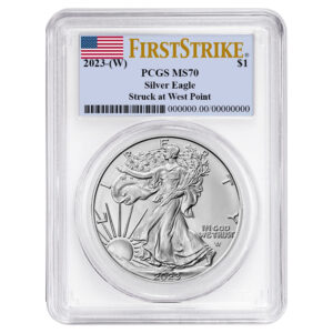 2023 (W) $1 American Silver Eagle PCGS MS70 FS Flag Label White Frame