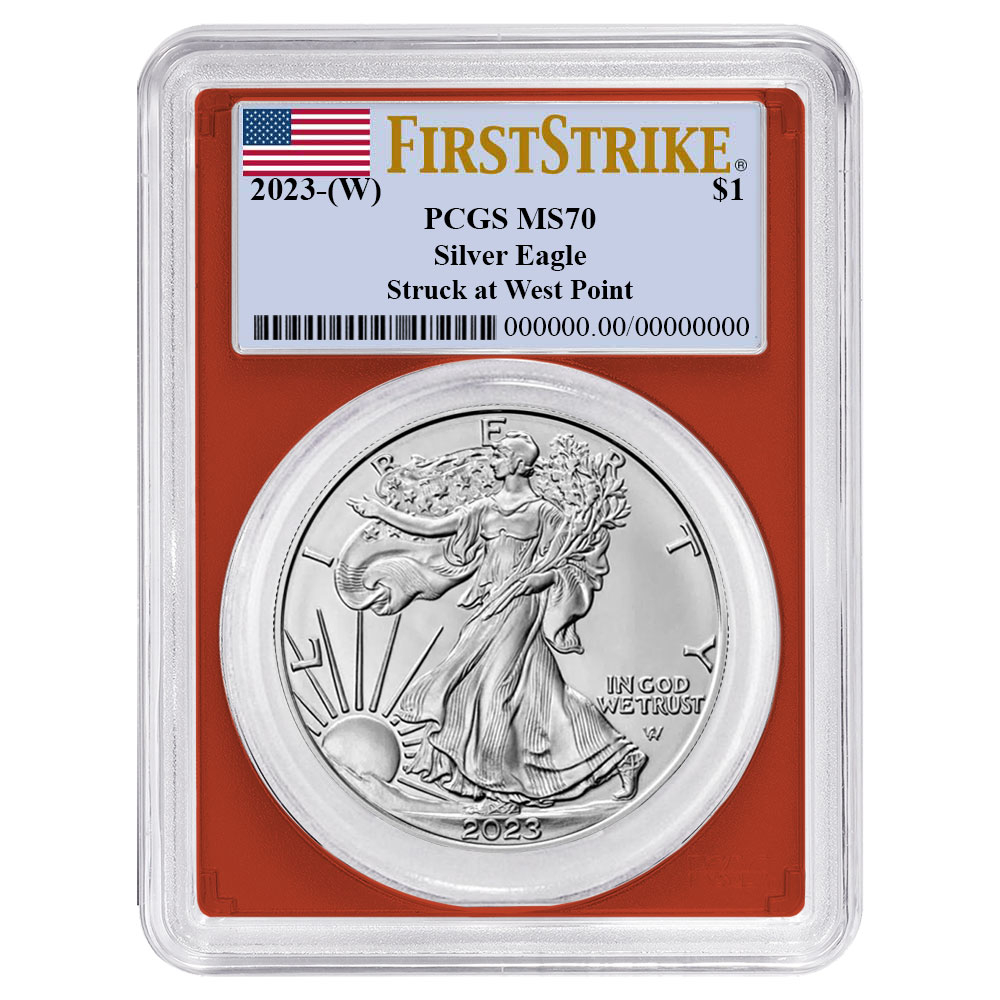 2023 (W) $1 American Silver Eagle PCGS MS70 FS Flag Label Red