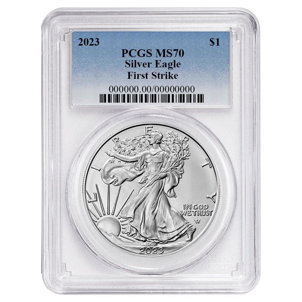 2023 $1 American Silver Eagle PCGS MS70 FS Blue Label