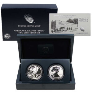 2013-W Reverse Proof & Enhanced American Silver Eagle West Point 2pc Set Box, OGP, & COA