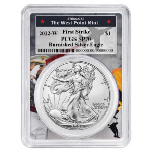 2022-W Burnished $1 American Silver Eagle PCGS SP70 FS West Point