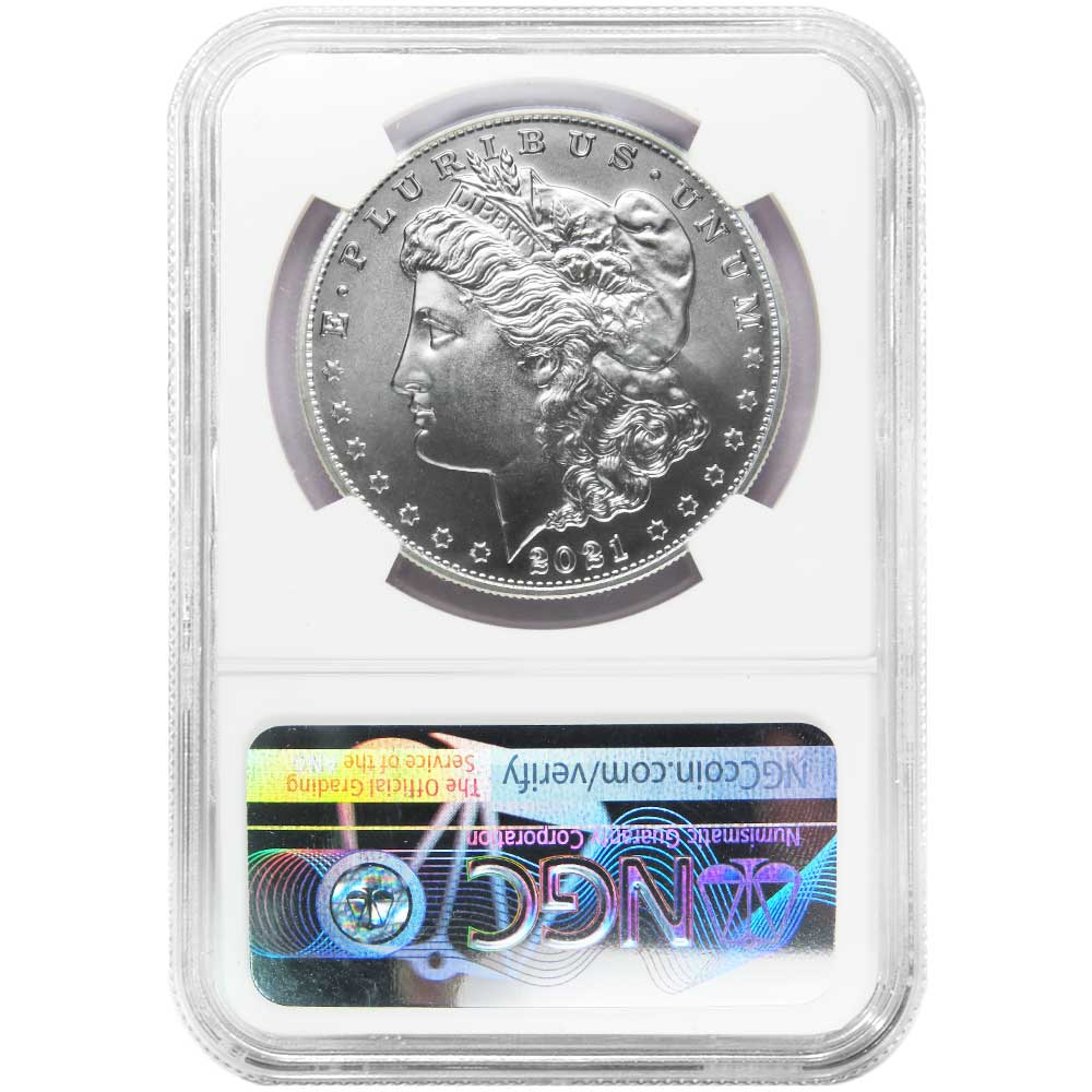 2021-D $1 Morgan Silver Dollar NGC MS69 FDI Mint Error Reverse