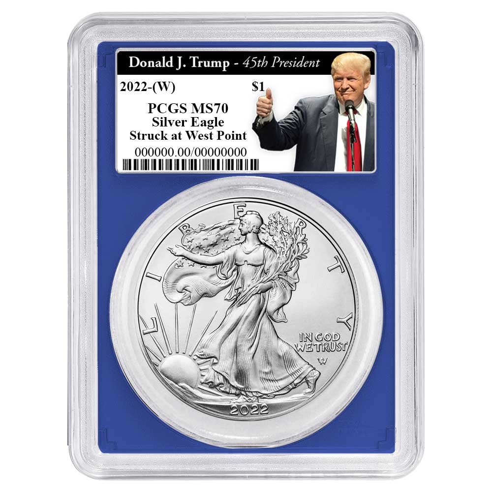 2022 (W) $1 American Silver Eagle PCGS MS70 Trump 45th President