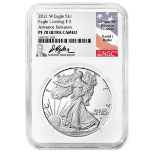 2021-W Proof $1 Type 2 Silver Eagle NGC PF70UC AR David Ryder Signature