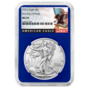 2022 $1 American Silver Eagle NGC MS70 FDI Black Label Blue Core