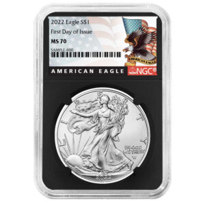 2022 $1 American Silver Eagle NGC MS70 FDI Black Label Retro Core