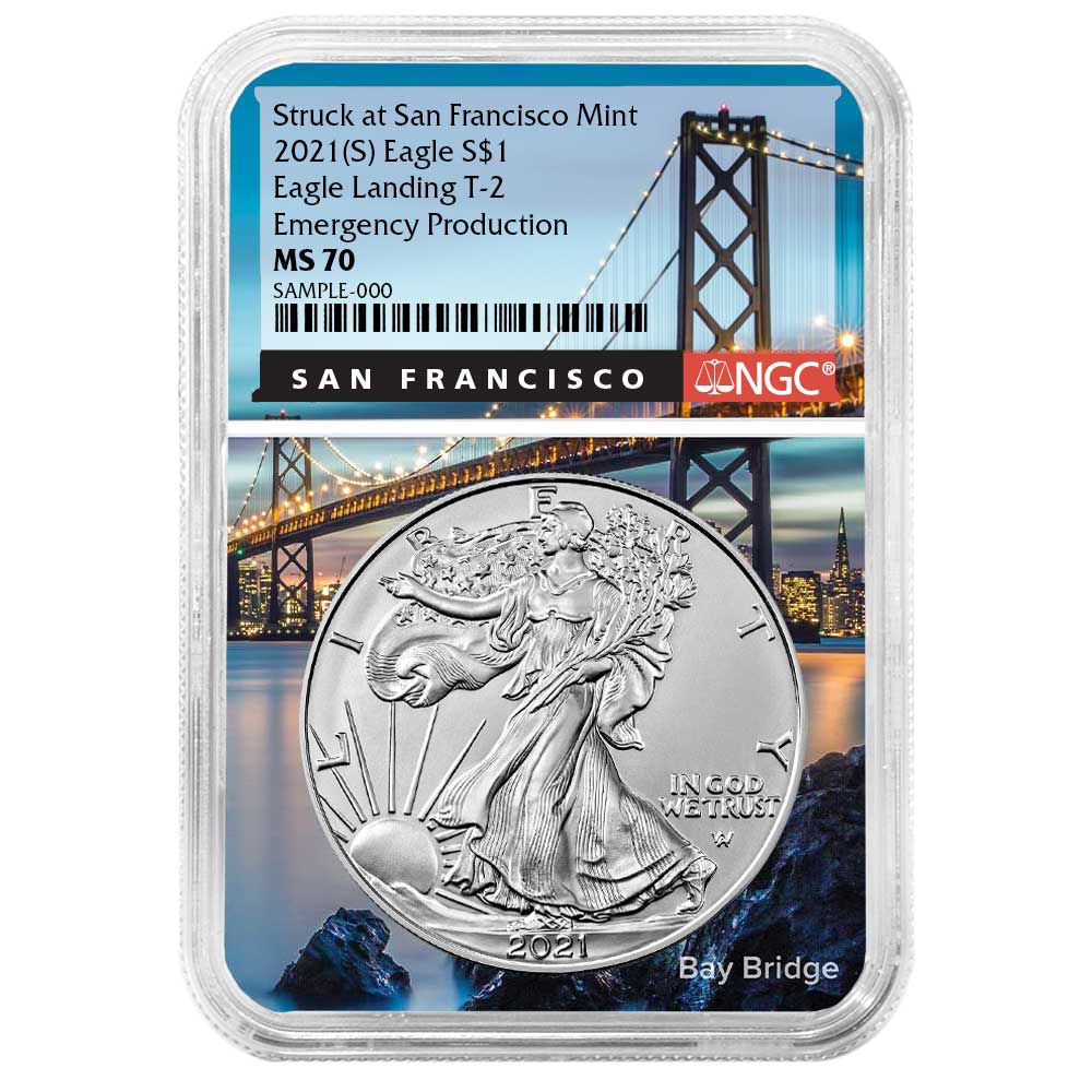 2021 (S) $1 Type 2 American Silver Eagle NGC MS70 Emergency