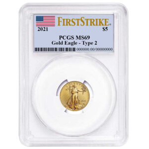 2021 $5 Type 2 American Gold Eagle 1/10 oz – Flag Label