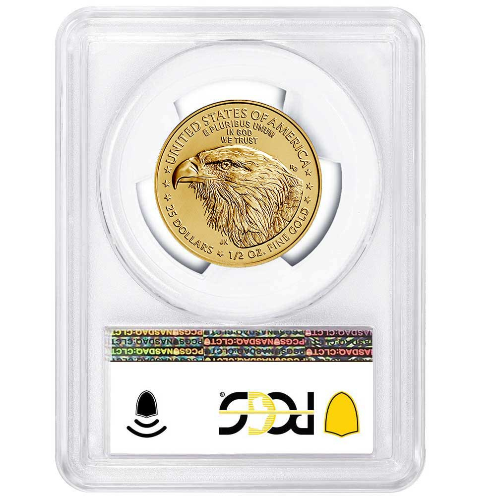 2021 $25 Type 2 American Gold Eagle 1/2 oz PCGS MS70 FDOI Flag