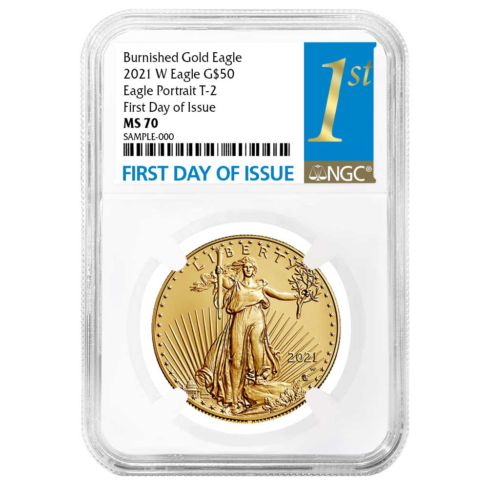 2021-W Burnished $50 Type 2 American Gold Eagle 1 oz NGC MS70 FDI